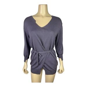 Crea Concept Wrap Knit Top Cotton Blend Purple Made in Italy Sz S